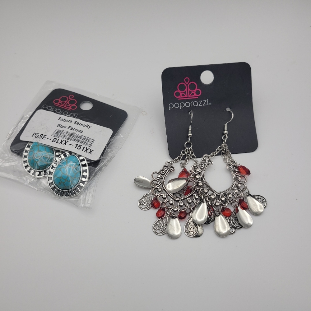 paparazzi Turquoise, Black, Yellow & Red Multi-Color Necklace and Earring Lot - Picture 4 of 6